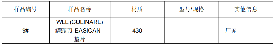 罐頭刀墊片430不鏽鋼成分分析