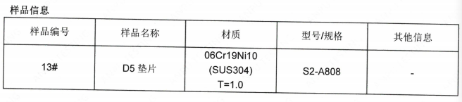 D5墊片不鏽鋼SUS304成分分析